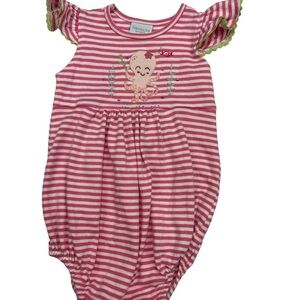 Squiggles Pima Pink White Striped Octopus Garden Appliqué Flutter Knit Bubble